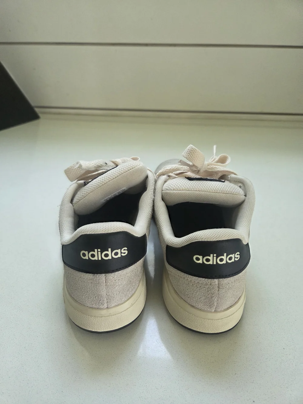 adidas Kids Cream Suede Sneakers with Black Stripes